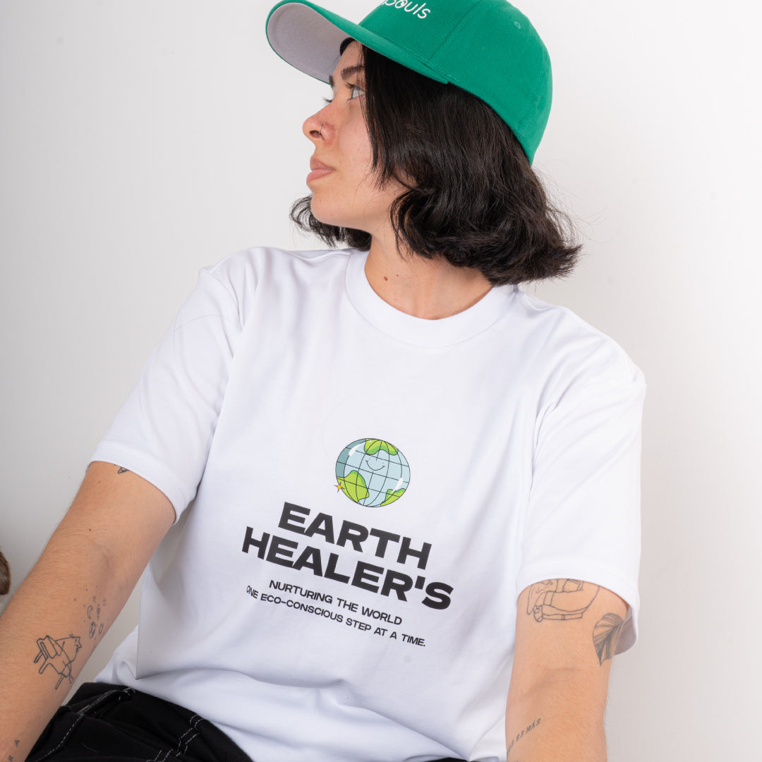 Camiseta Oversize  Earth Healers Blanca
